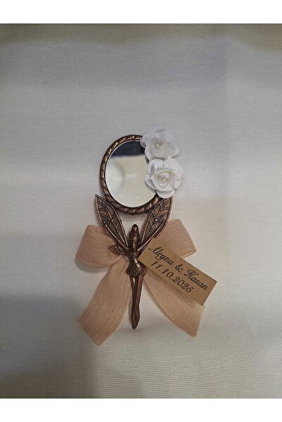 Müge Nikah Şekerleri Melek Bakır Ayna Mıknatıslı Nikah Nişan Söz Kına Hediyel...