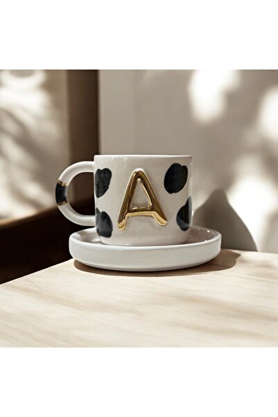 Deniz Kızı Seramik Letter a Handmade Ceramic Cup