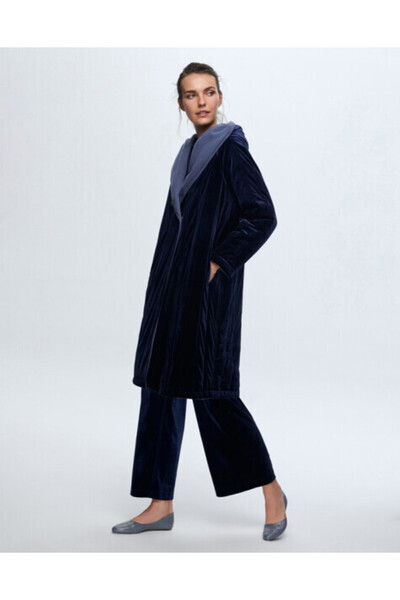 MISS DALIDA T24K-7005 Kadife Bol Paça Pantolon NAVY BLUE