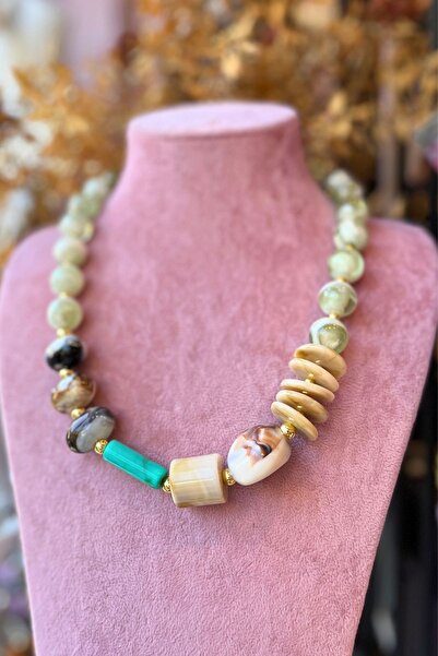 Meva Takı ve Aksesuar قلادة متغيرة اللون من الحجر الطبيعي |   مجموعة ميف أرموني