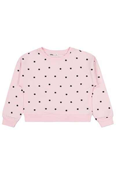 Civil Girls Hanorac cu imprimeu stele pentru copii 6-9 ani - Pudra 8-9 ani