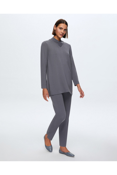MISS DALIDA T24K-6011 V Yaka Triko Tunik OMERO-DARK GREY