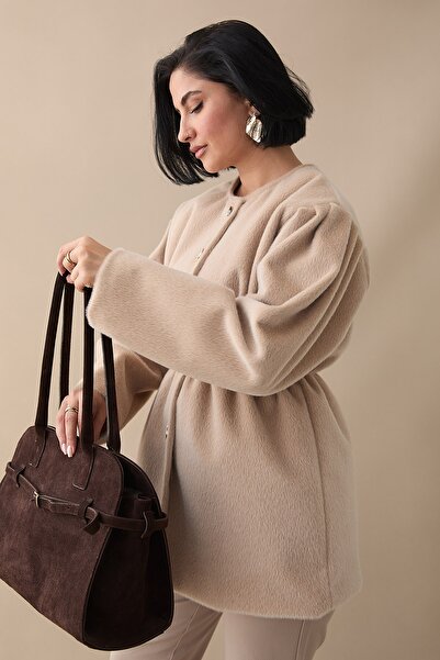 InStyle Palton bej, fără căptușeală, cu talie elastică