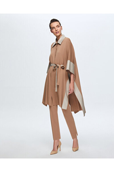 MISS DALIDA T24K-8007 Deri Detaylı Panço TERRA-MİLKY