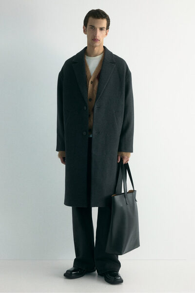 H&M Tek Sıra Düğmeli ve Yün Karışımlı Kaban