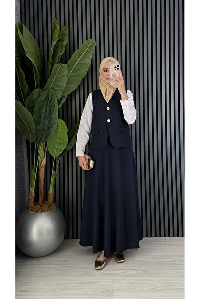 Molly Nelly Women's Elegant Vest Flared Skirt Hijab Set