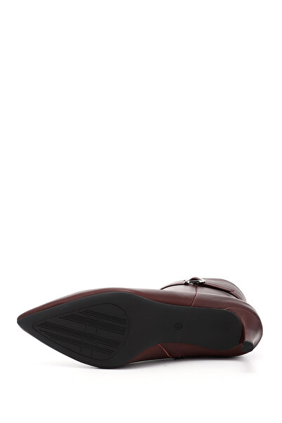 GÖNDERİ(R) Women's Burgundy Platinum Zippered Thin Heeled Genuine Leather Boots