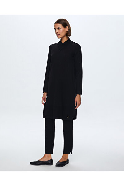 MISS DALIDA T24K-6011 V Yaka Triko Tunik BLACK