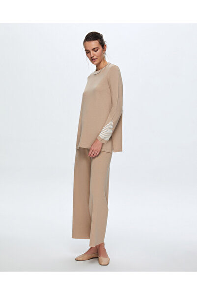 MISS DALIDA T24K-6002 Örgü Detaylı Triko Tunik CORO-CAMEL