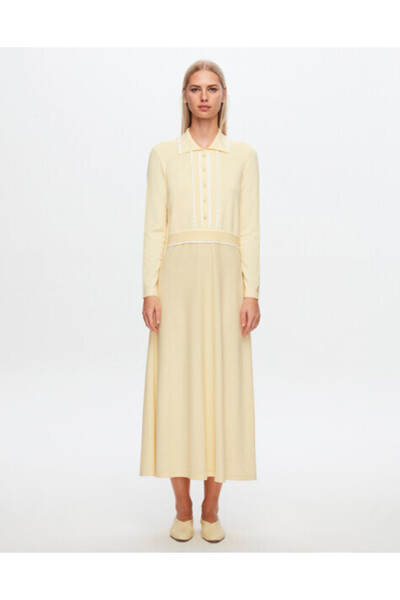 MISS DALIDA T24Y-4004 Gömlek Yaka Klasik Elbise 1345-VANİLLA