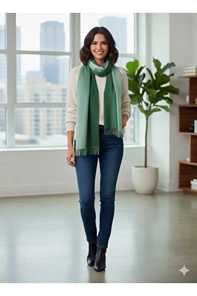 Cashmere DEGRADE YÜN OMUZ ŞALI-Yeşil