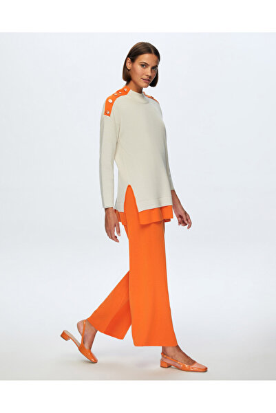 MISS DALIDA T24K-6009 Renkli Düğme Aksesuarlı Tunik VOLO-SMOKE BROLO-ORANGE