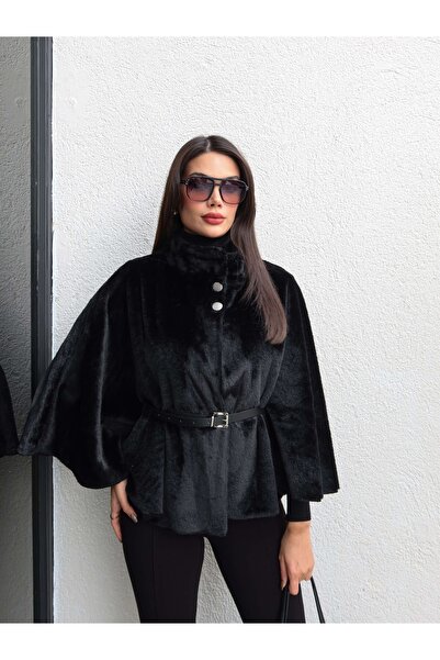 ESRAHELVACI Plush Look Belted Poncho