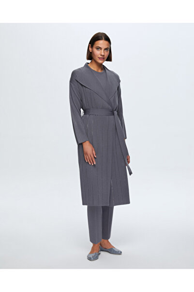MISS DALIDA T24K-9011 Taş Detaylı Şal Yaka Uzun Hırka OMERO-DARK GREY