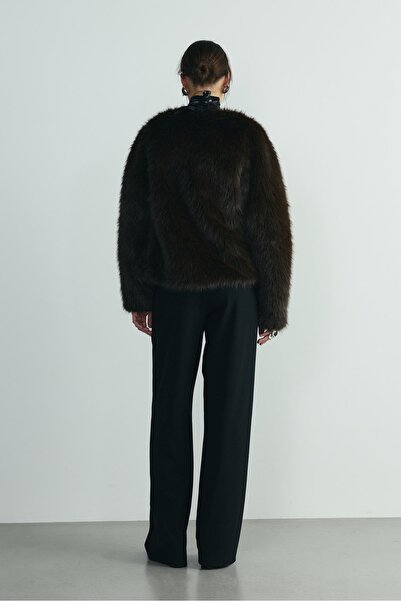 Suud Collection Bitter Brown Lexi Faux Fur Coat