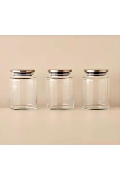 LİNGO HOME 3 Adet 750 ml Metal Kapaklı Kavanoz- Saklama Kabı-Vakumlu