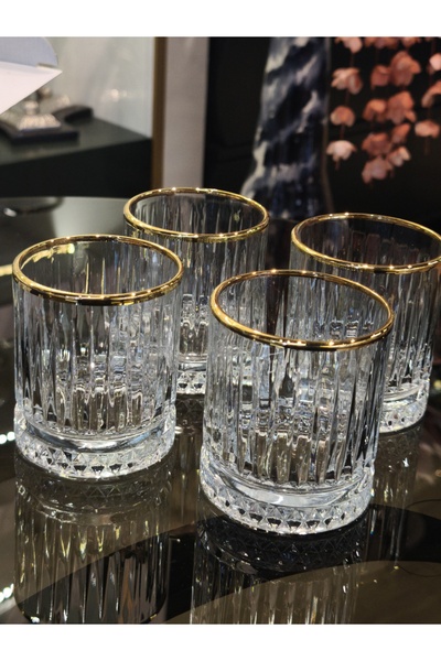 P&ORA PREMIUM KITCHEN PRODUCTS Elysia Real Gilded 4-Piece Water Glass Set 210 Cc