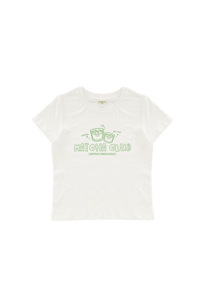 lethestudios Μπλουζάκι Μάτσα Κλαμπ με στάμπα, κοντό τοπ