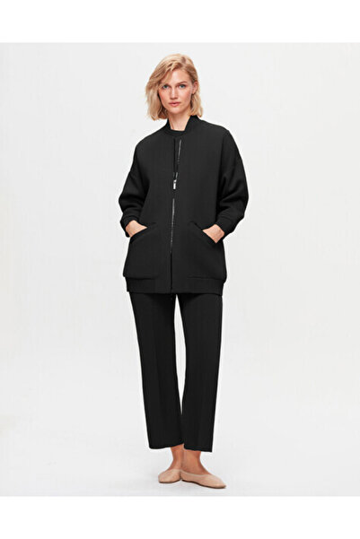 MISS DALIDA T25K-8014 Bomber Triko Ceket BLACK