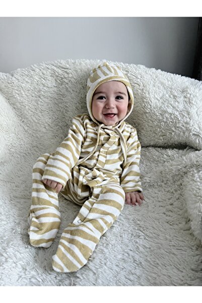 DİVİSTA Unisex Baby Patterned Snap-On Jumpsuit and Hat