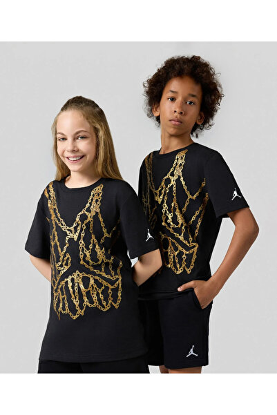 Nike Jordan Black Cotton Chain Detail Children's T-Shirt