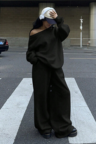 BLUE STREET طقم بدلة رياضية نسائية ناعمة بدون أكتاف