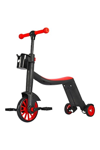 LEIBOO Tricicletă convertibilă 3 în 1 pentru copii 3-6 ani, reglabilă pe înăl...