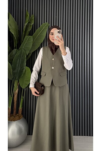 Molly Nelly Women's Elegant Vest Flared Skirt Hijab Set