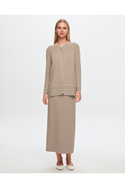 MISS DALIDA T24Y-2013 Ajurlu Baklavalı Triko Etek 1099-DARK GREY