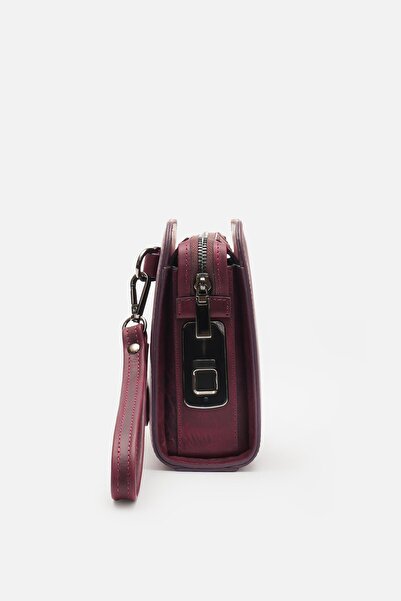 MAFİ İmza %100 Hakiki Bordo Deri Biyometrik El Çantası (Parmak İzi Kilitli)