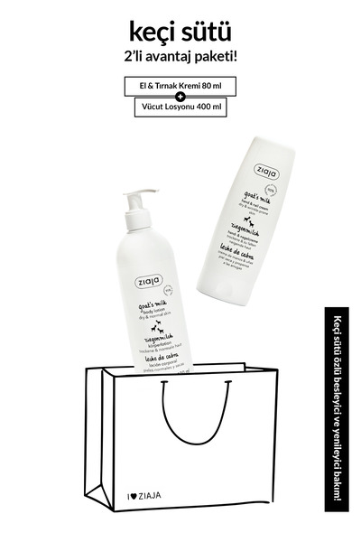 Ziaja Keçi Sütü Besleyici Vücut Losyonu 400 ml + Keçi Sütü El & Tırnak Kremi 80 ml 2'li Set