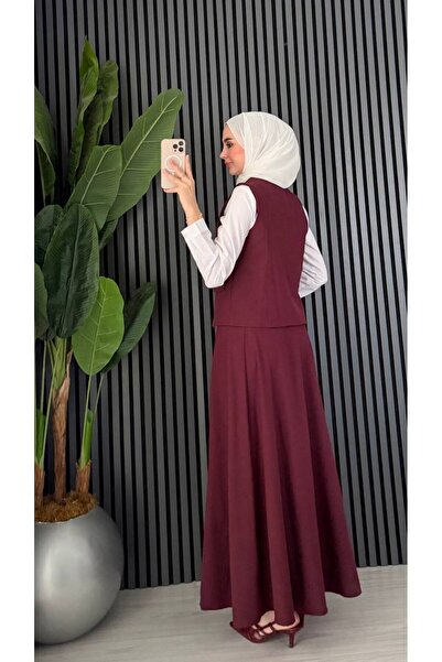 Molly Nelly Women's Elegant Vest Flared Skirt Hijab Set