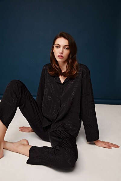 Bonnie Clyde Women's Viscose Button Detailed Pajama Set