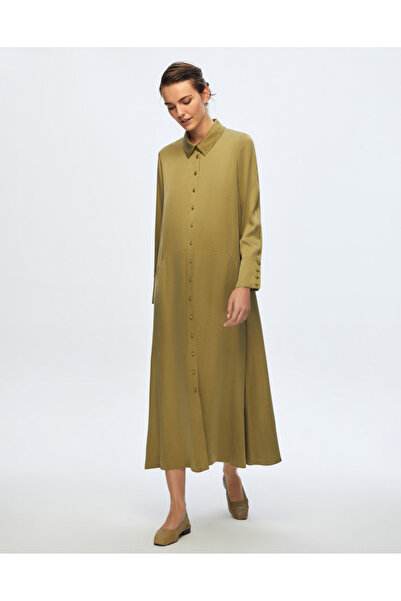 MISS DALIDA T24K-4006 Uzun Kupro Elbise OLİVE