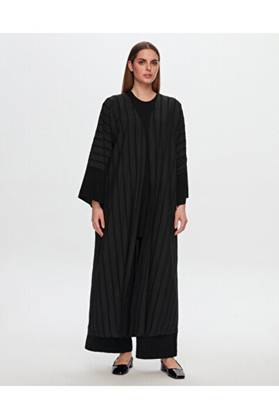 MISS DALIDA T24Y-8034 Triko Garnili Desenli Kaftan BLACK