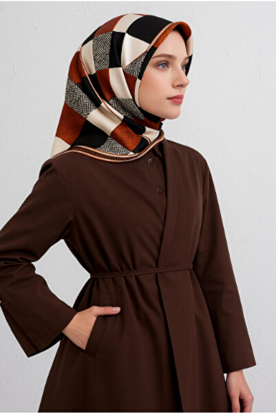 Vissona Μεταξωτό μαντήλι Tivil 50373 - 8 - 0014 - 0001 Μαύρο μοτίβο πόδιας χήνας