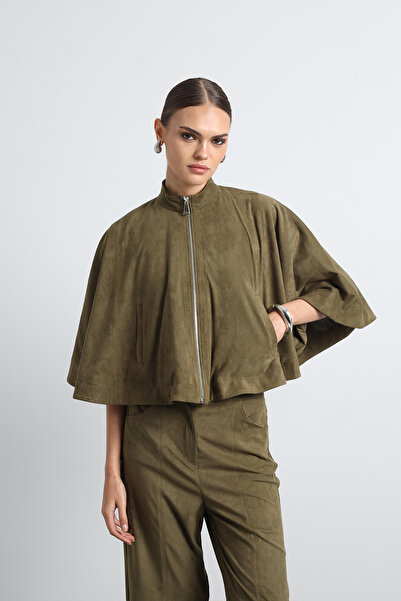 Mozto Lenia Suede Green Poncho