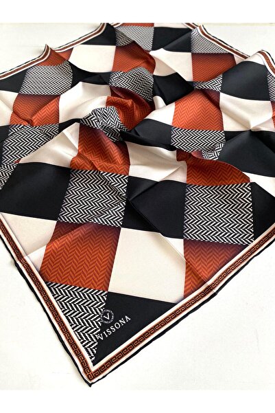 Vissona Μεταξωτό μαντήλι Tivil 50373 - 8 - 0014 - 0001 Μαύρο μοτίβο πόδιας χήνας