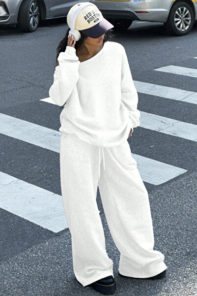 Tarz Cool Γυναικείο σετ αθλητικής φόρμας με ανοιχτό ώμο, μαλακό βασικό σετ φούτερ