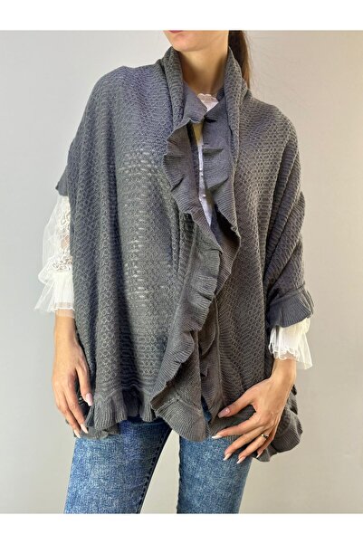 Gönülden Tasarım Triko Patterned Ruffled Kadi Shawl 160X75 cm