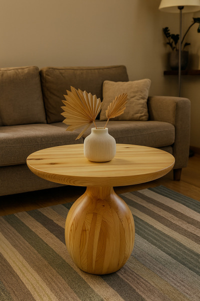 Simillo Home&Living Larin Ahşap Orta Sehpa Naturel Renk Mantar Sehpa