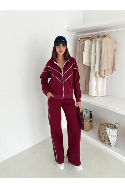 Jeevee Σετ αθλητικής φόρμας ψηλός λαιμός 3-κλων με φερμουάρ με ρίγες αντίθεσης