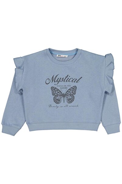 Civil Girls Hanorac cu imprimeu fluturi pentru copii 6-9 ani - Albastru 7-8 ani