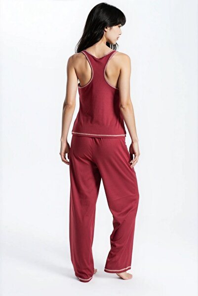 Ecrou Γυναικείο σετ πιτζάμα πλέξη ριμπ τεμαχίων με υφή Bordeaux Reported Seoul