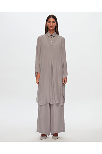 MISS DALIDA T24Y-6047 Pelerin Kesim Cupro Tunik GREY