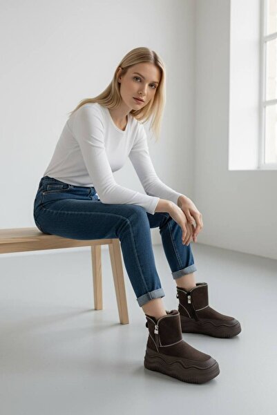 Guja Kadın Nubuk Deri Kürklü Günlük Bot 438