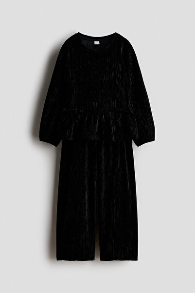 H&M 2 Parçalı Krinkle Velur Set