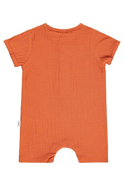 Civil Baby Curly Front Placketed Romper with Snap Fasteners at the Bottom 6-18 Months - Orange18-24 Months