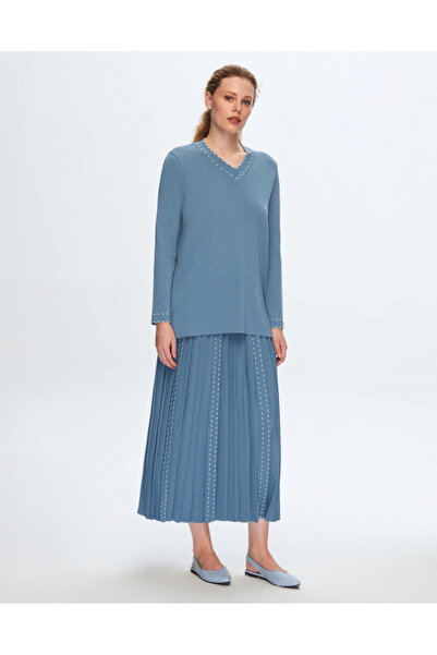 MISS DALIDA T24K-6045 Çizgi Detaylı Tunik 1236-BLUE