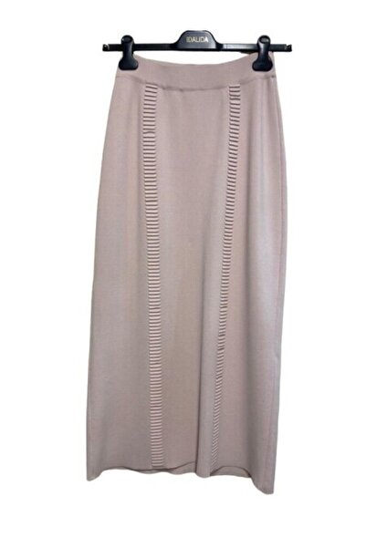 MISS DALIDA T24Y-2015 Örgü Teklikli Düz Renk Etek 1022-PİNK